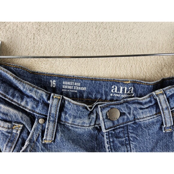 Ana Women's Highest Rise Vintage Straight Distressed Denim Jeans Size 16 - Picture 5 of 6